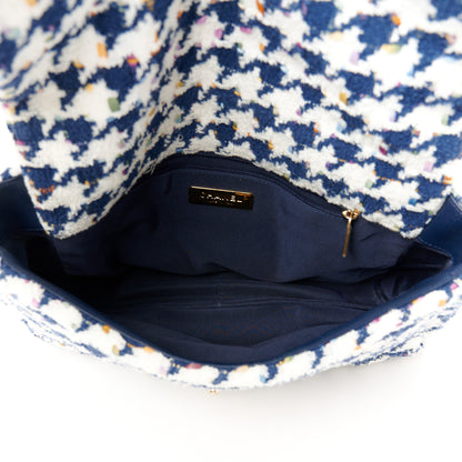 Chanel Tweed Quilted Large Chanel 19 Flap Ecru Navy Blue Multicolor 5 of 10