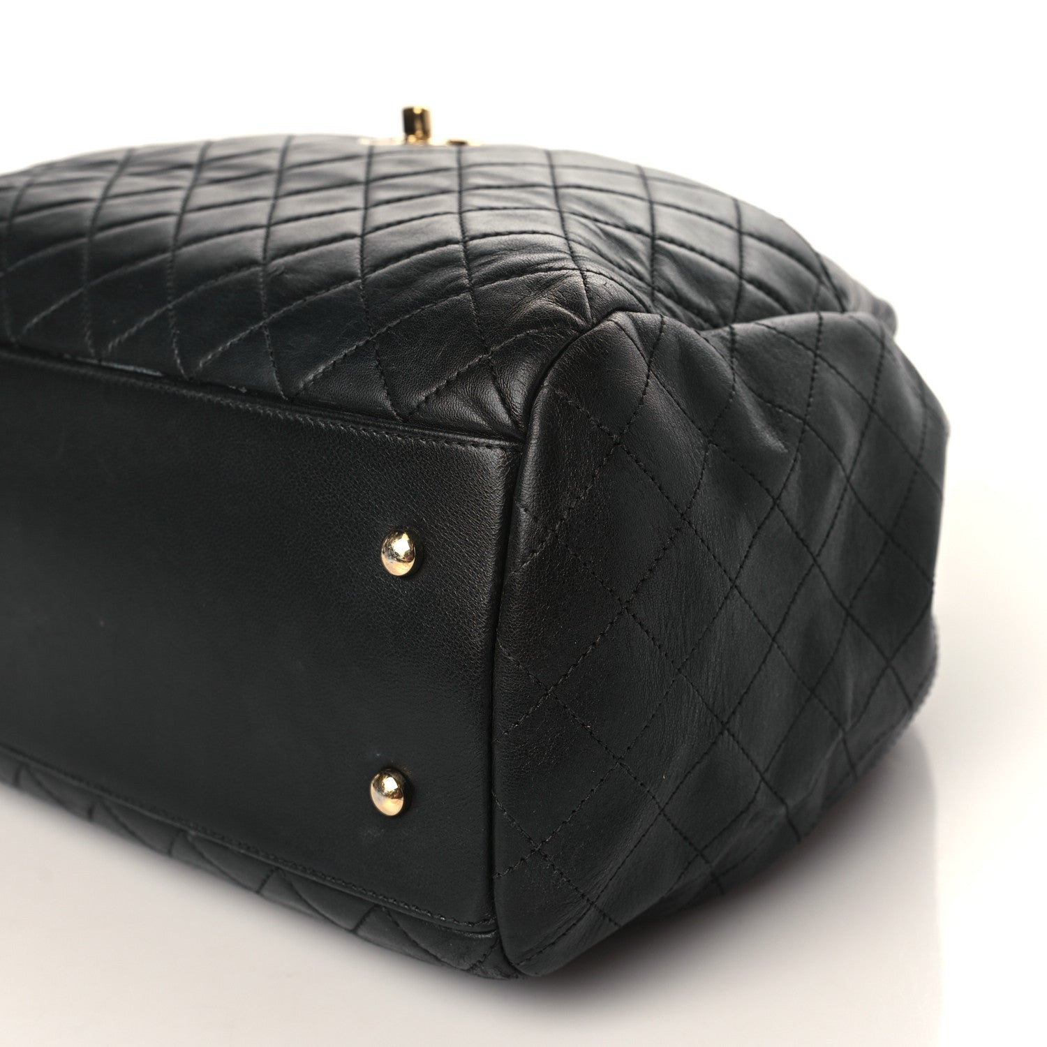 Chanel Lambskin Quilted Large Drawstring Bag Black 9 of 9