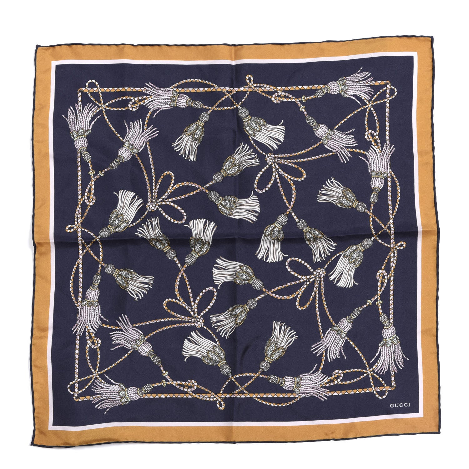 Gucci Silk Intrigue Print Square Scarf Navy 1 of 5