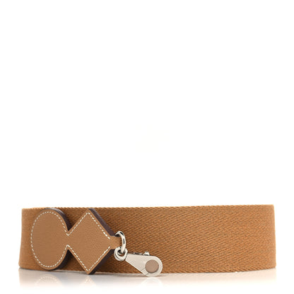 Hermes Toile Epsom 105mm Attelage Shoulder Strap Biscuit Alezan Nata Gold 1 of 6