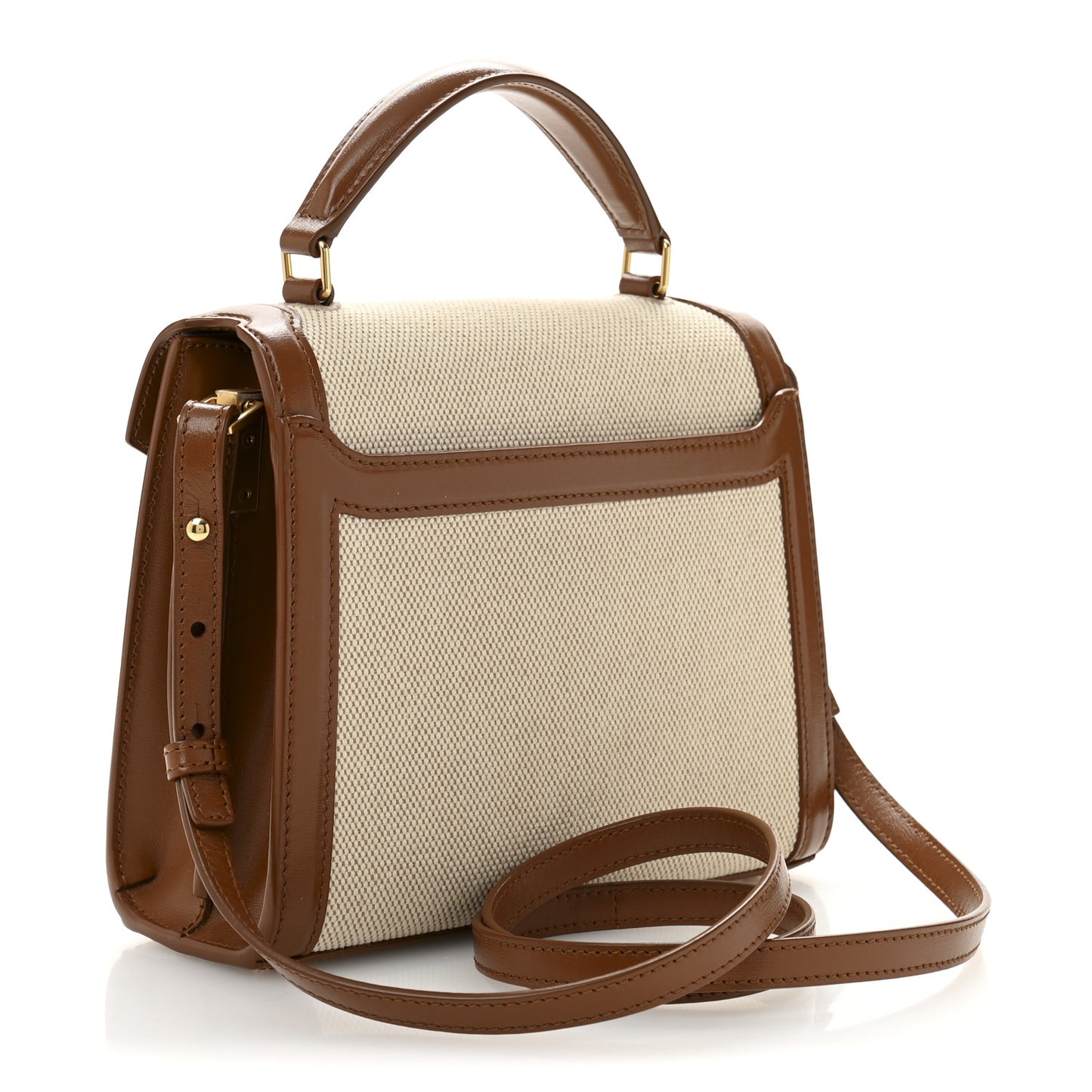 Canvas Calfskin Mini Classic Monogram Cassandra Top Handle Tan Natural