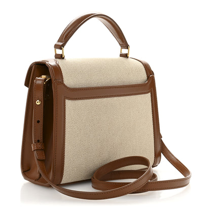 Saint Laurent Canvas Calfskin Mini Classic Monogram Cassandra Top Handle Tan Natural 3 of 12