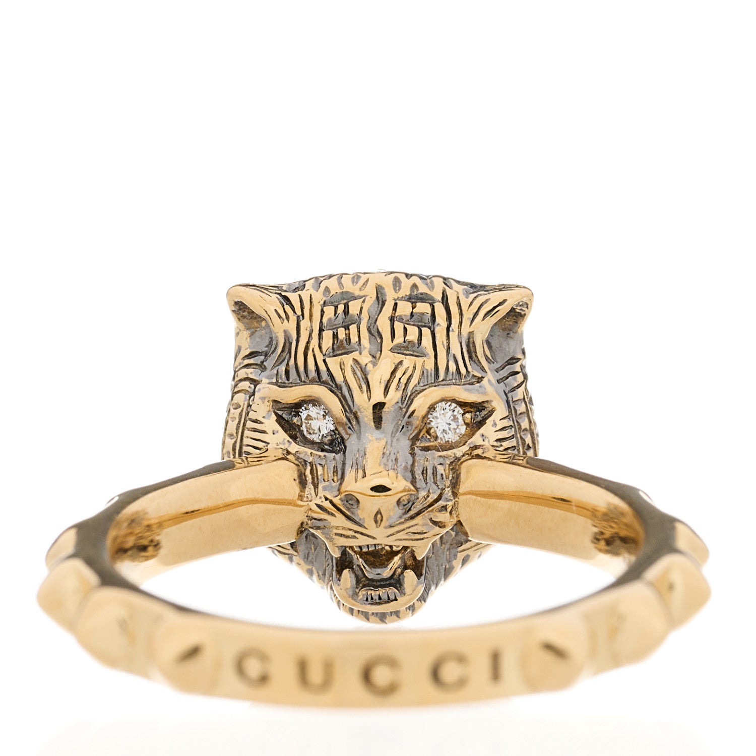 Gucci 18K Yellow Gold Pink Tourmaline Le Marché Des Merveilles Feline Ring 47 4 5 of 9
