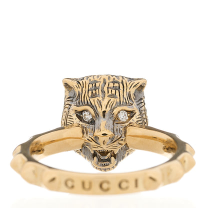 Gucci 18K Yellow Gold Pink Tourmaline Le Marché Des Merveilles Feline Ring 47 4 5 of 9