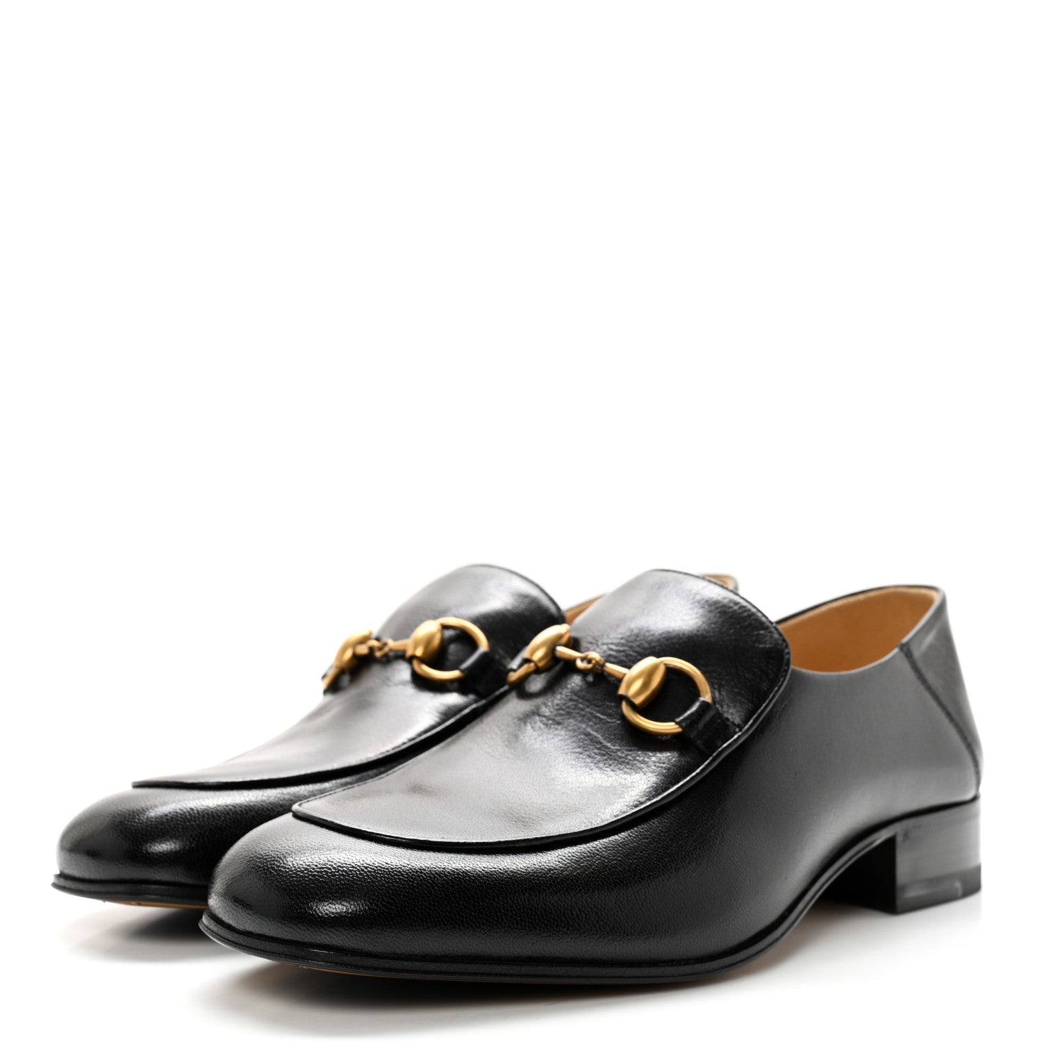 Gucci Goatskin Womens Horsebit Mid-Heel Loafers 38 Black 3 of 12