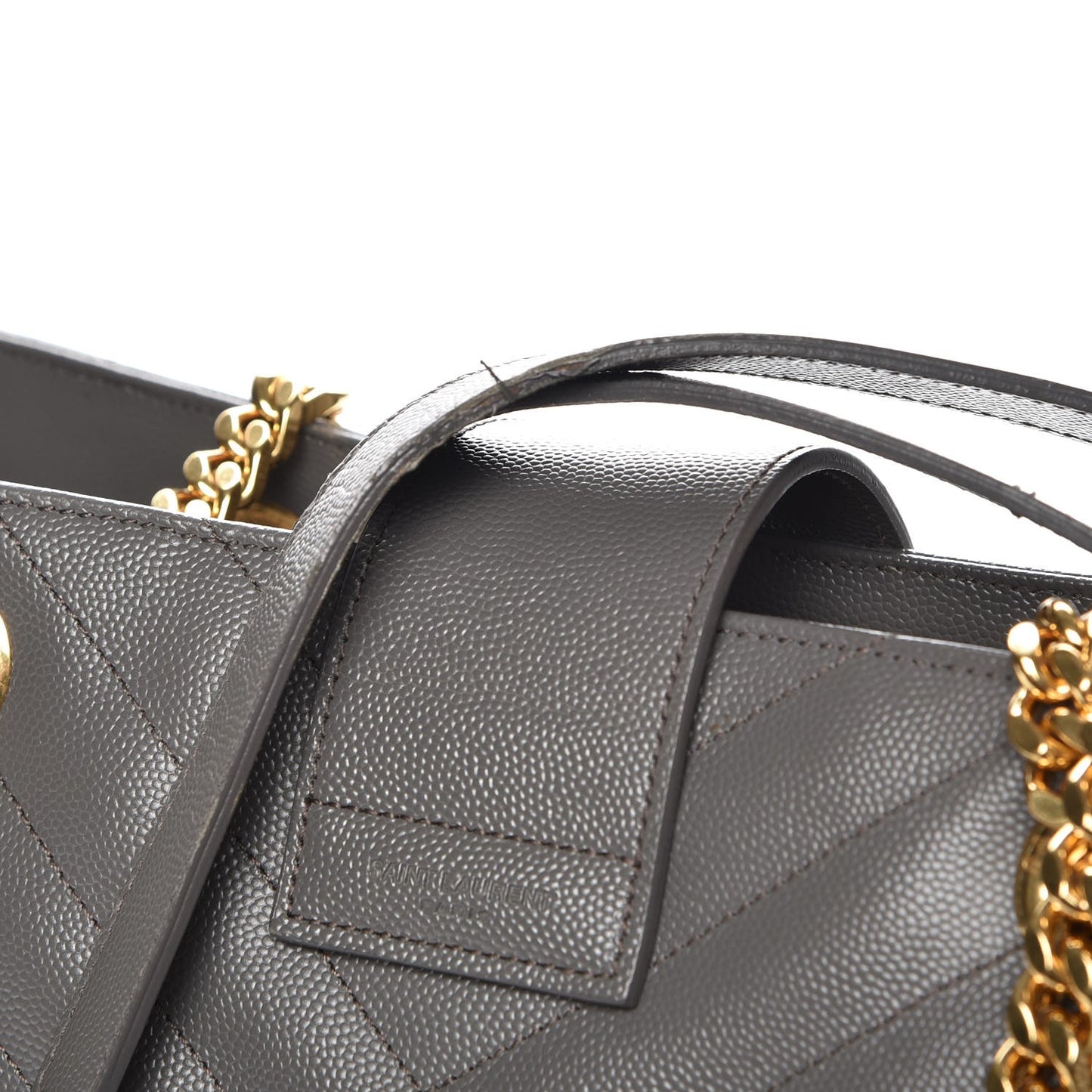 Grain De Poudre Matelasse Chevron Monogram Shopping Bag Fog