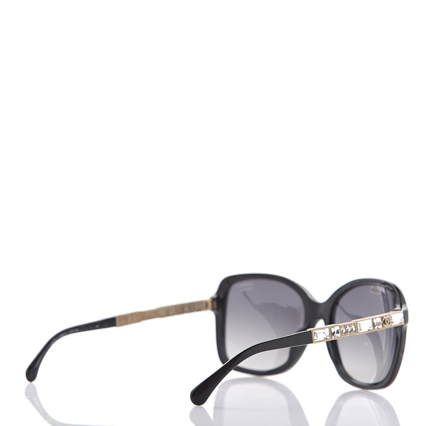 Crystal Baguette Polarized Square Sunglasses 5308-B Black