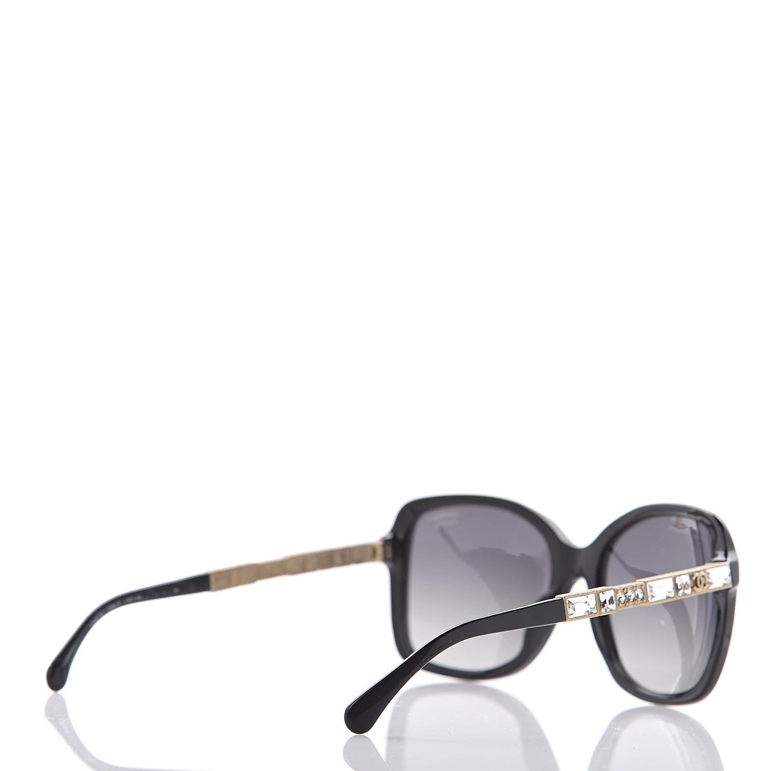 Chanel Crystal Baguette Polarized Square Sunglasses 5308-B Black 4 of 11