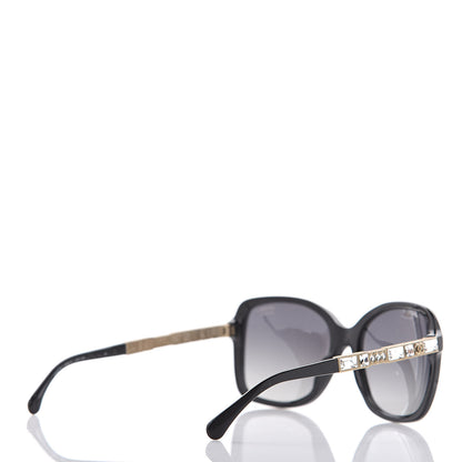 Chanel Crystal Baguette Polarized Square Sunglasses 5308-B Black 4 of 11