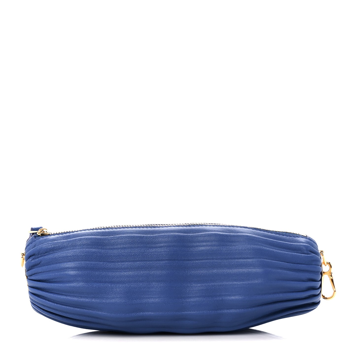 Lambskin Pleated Bracelet Pouch Shoulder Bag Royal Blue