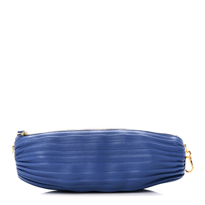 Loewe Lambskin Pleated Bracelet Pouch Shoulder Bag Royal Blue 1 of 9