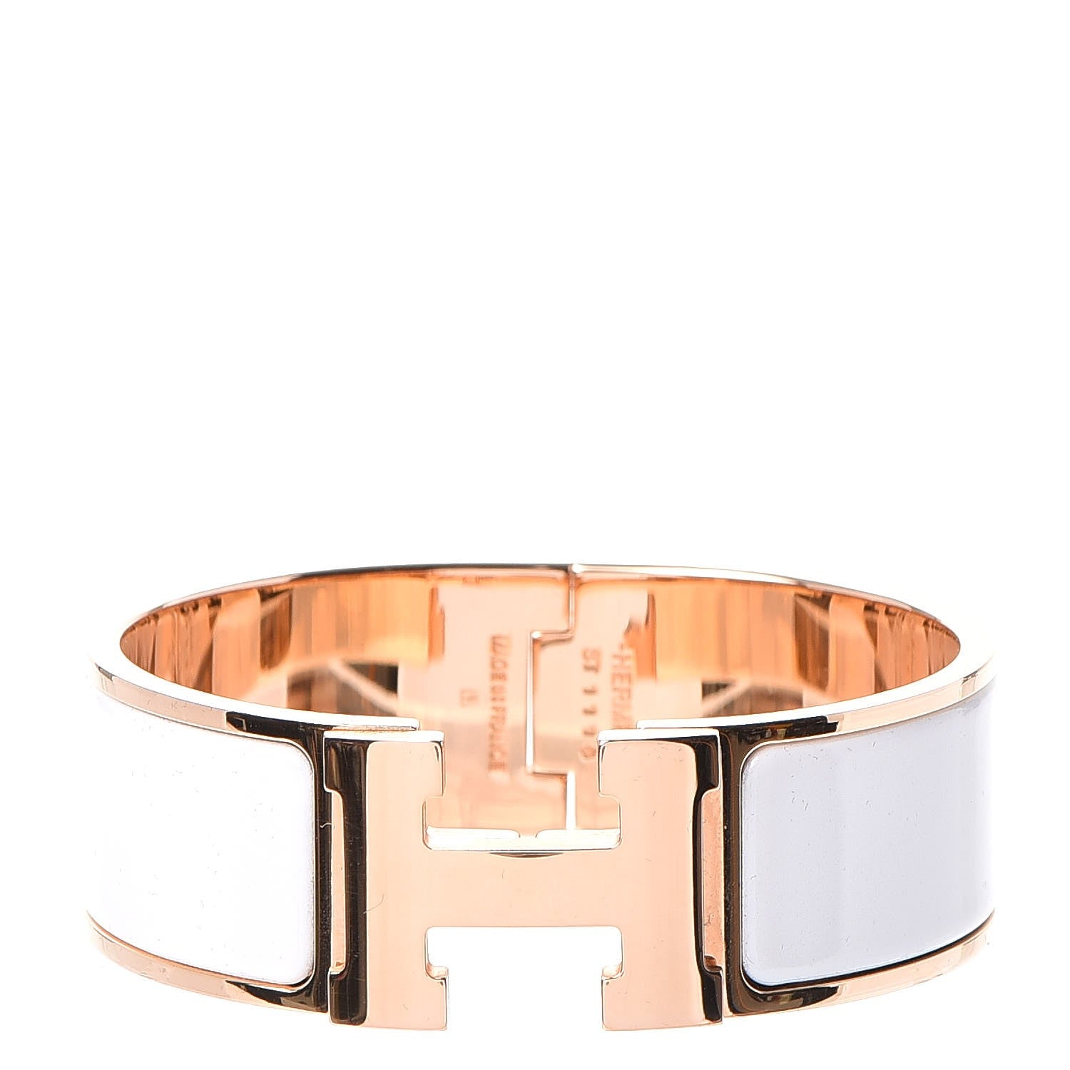 Hermes Enamel Wide Clic Clac H Bracelet PM White 1 of 5