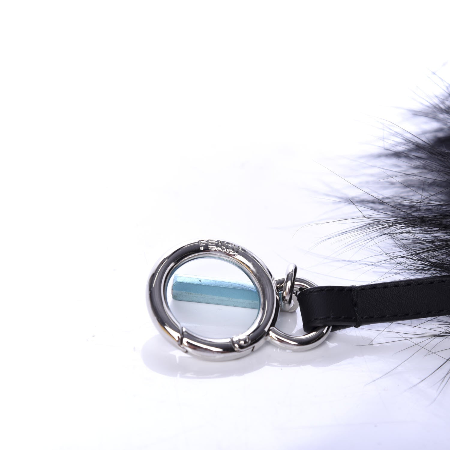 Fendi Fox Fur Shearling Crystal Pinky Punky Monster Bag Bug Charm Black Bubblegum 4 of 5