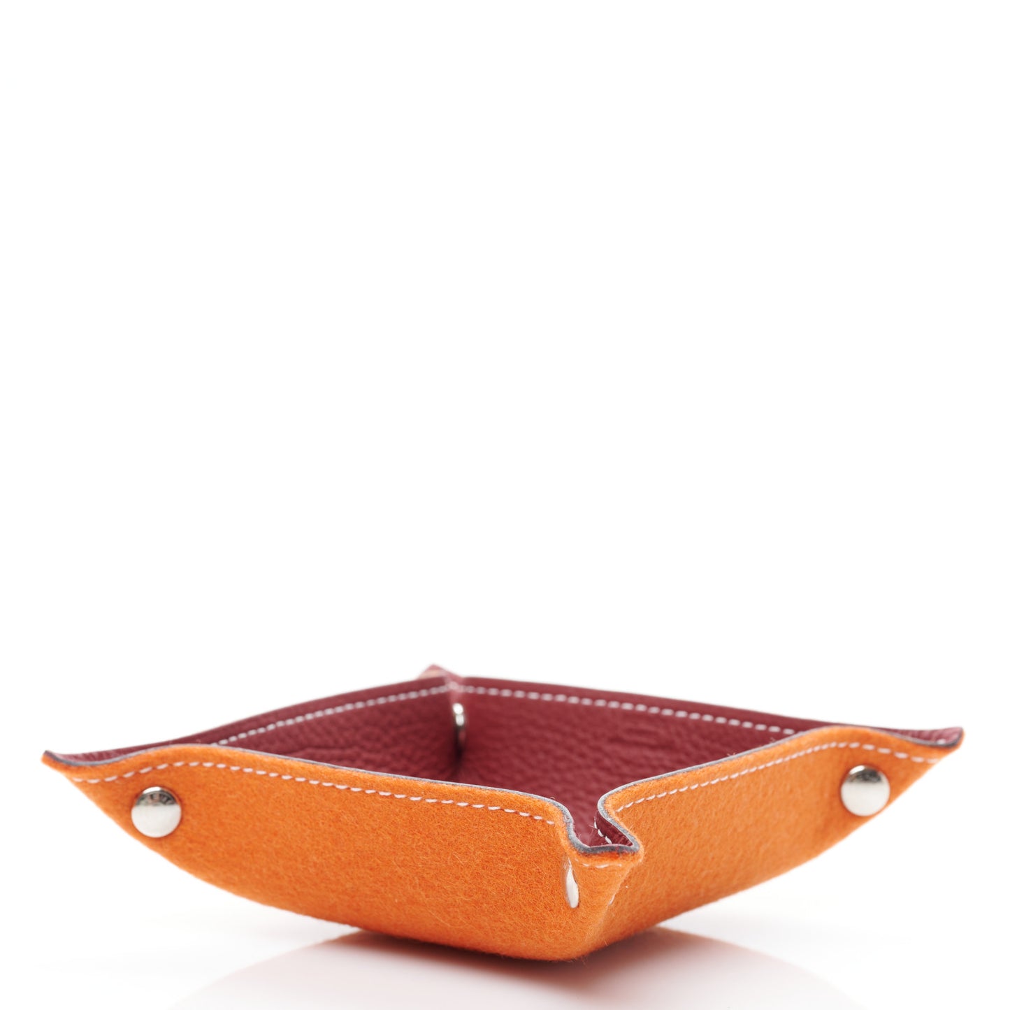 Taurillon Clemence Felt Bridge Mises et Relances Change Tray Orange Rouge H