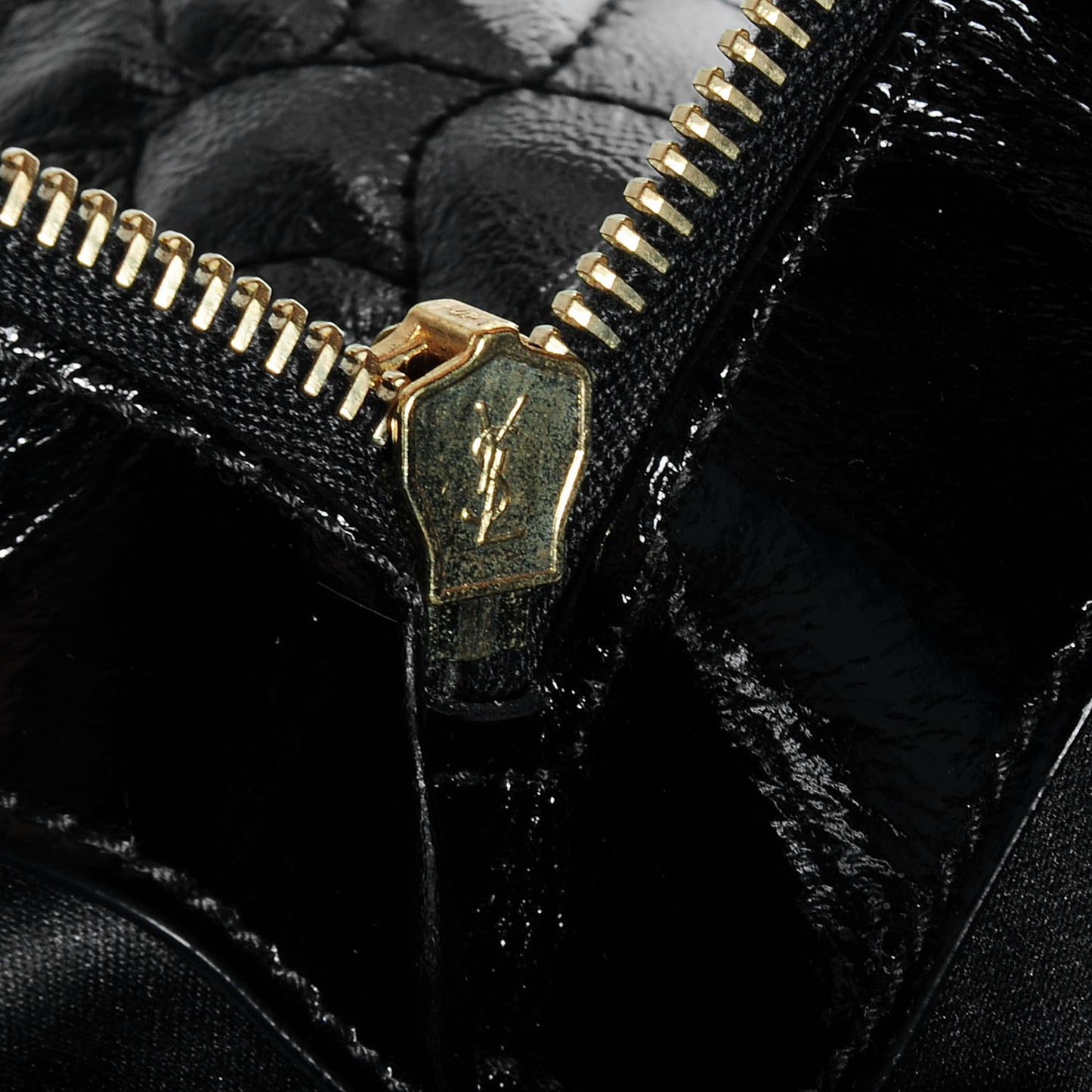 Patent Crocodile Embossed Tribute Tote Black