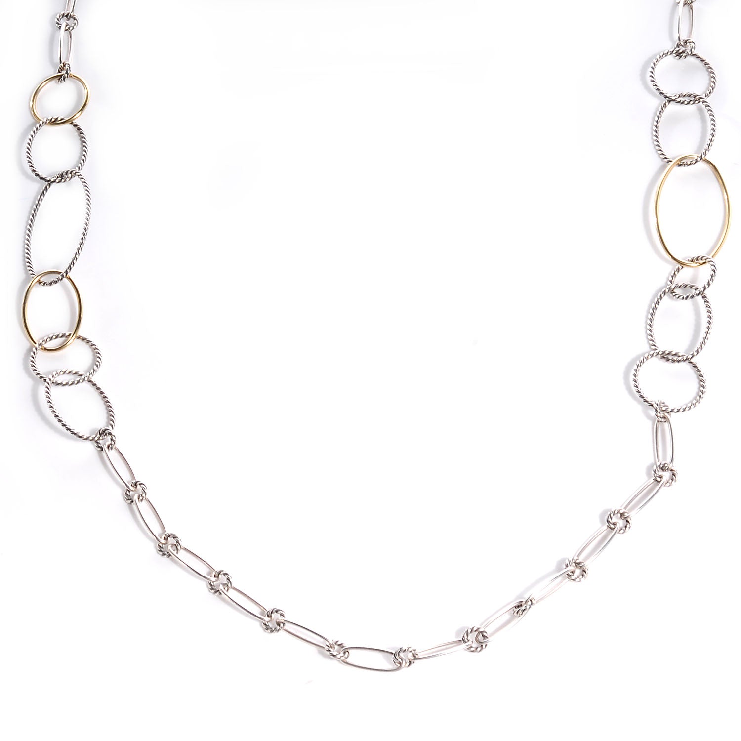 David Yurman Sterling Silver 18k Gold Mobile Link Necklace 1 of 7