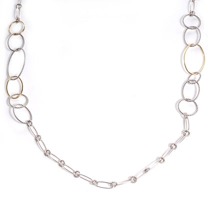 David Yurman Sterling Silver 18k Gold Mobile Link Necklace 1 of 7