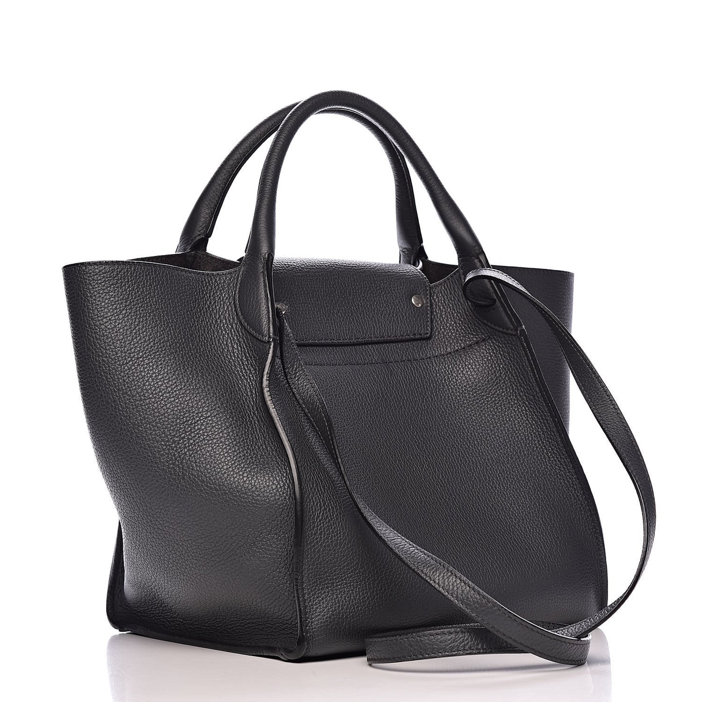 Supple Grained Calfskin Small Long Strap Big Bag Anthracite
