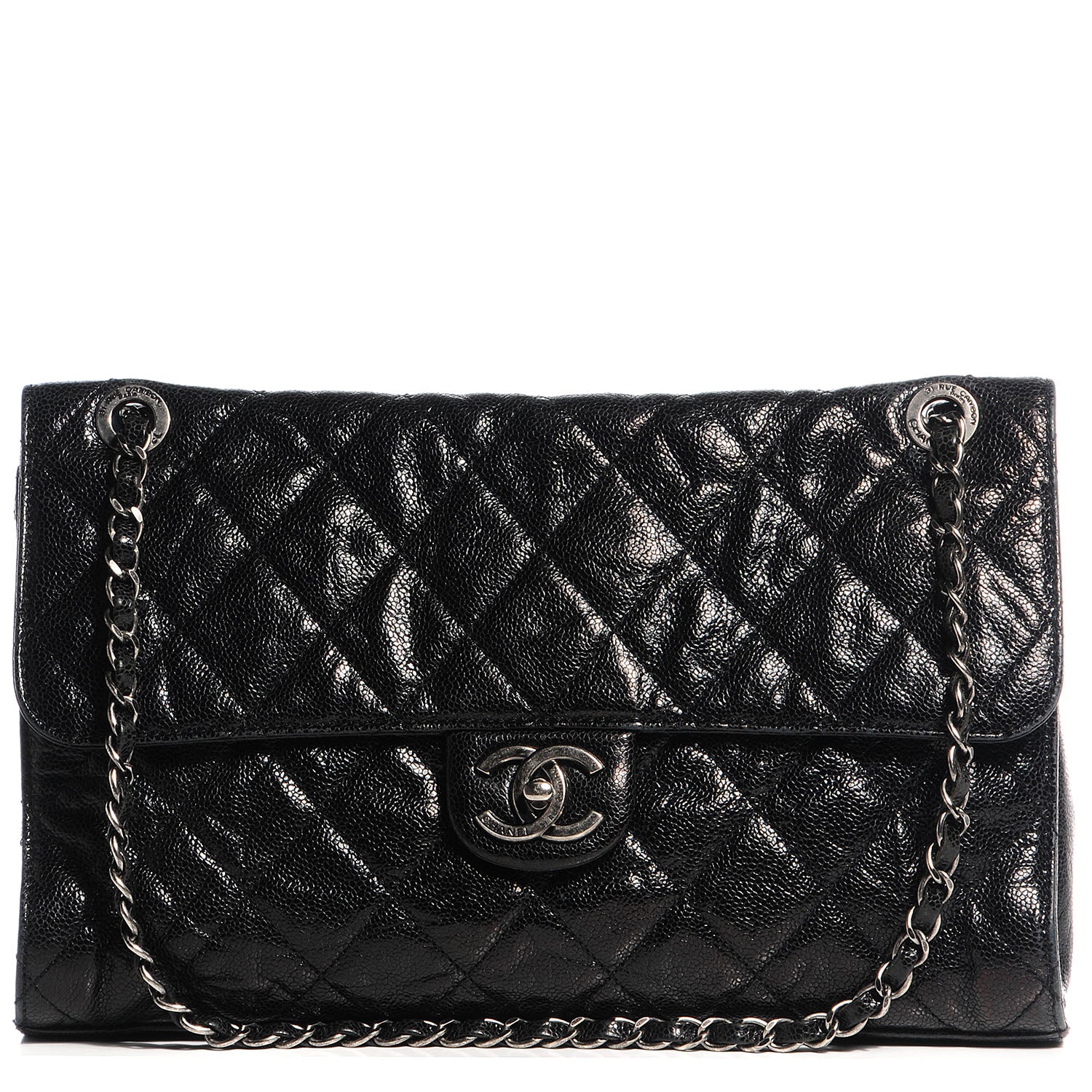 Chanel Crumpled Grained Calfskin CC Crave Jumbo Flap Black 1 of 9