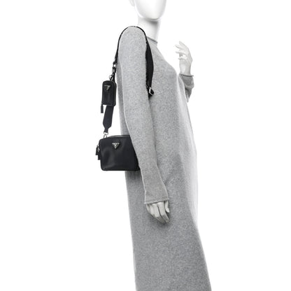 Prada Spazzolato Small Brique Crossbody Bag Black 2 of 10