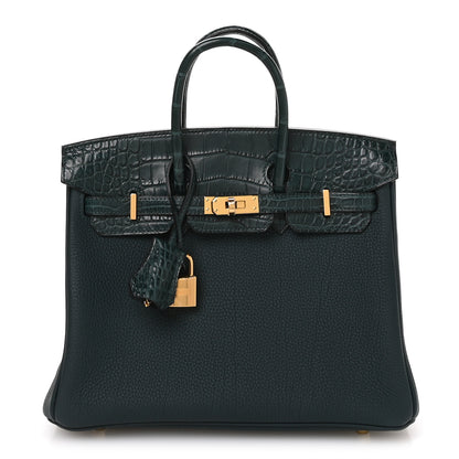Hermes Togo Matte Alligator Birkin Touch 25 Vert Cypress 1 of 11