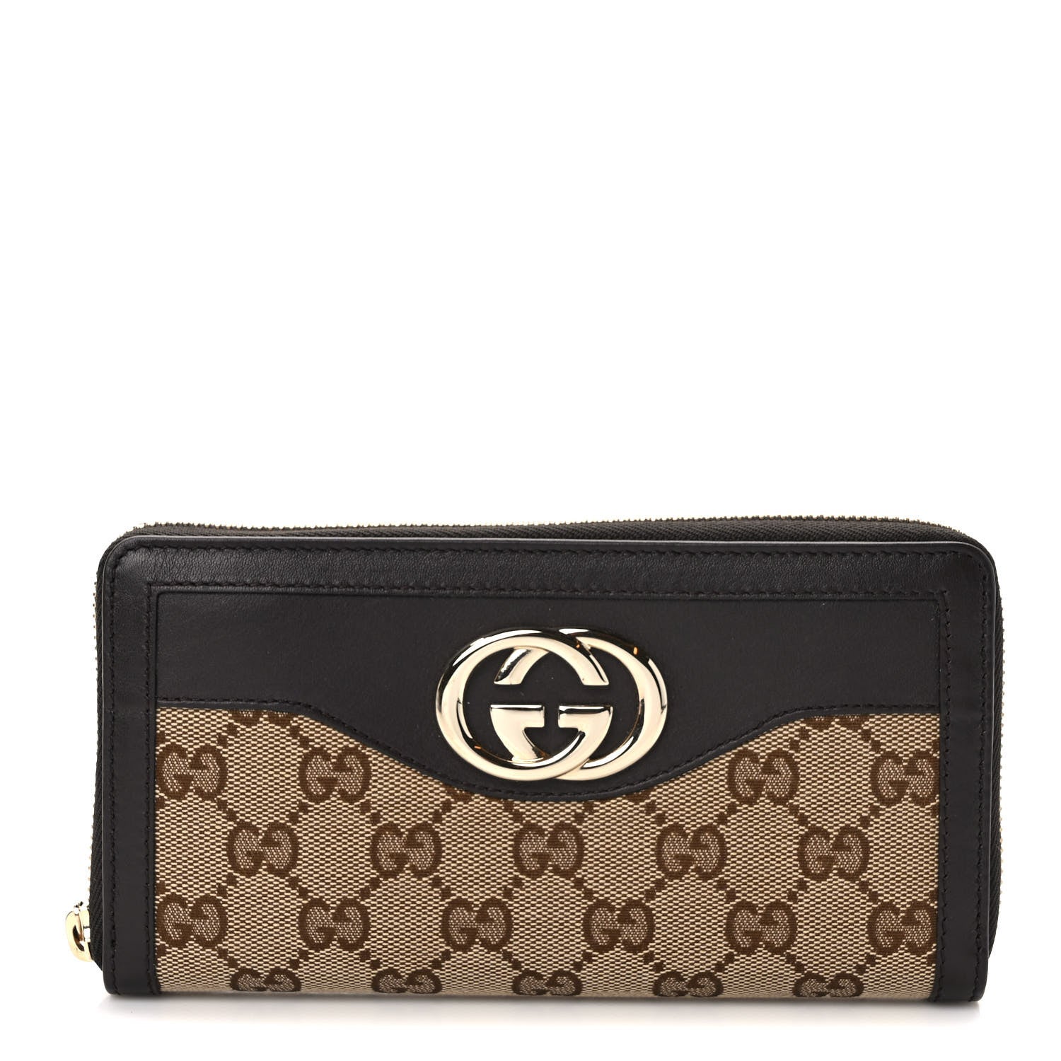 Gucci Monogram Margaux Calfskin Sukey Zip Around Wallet Beige Ebony Cocoa 1 of 7