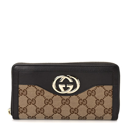 Gucci Monogram Margaux Calfskin Sukey Zip Around Wallet Beige Ebony Cocoa 1 of 7