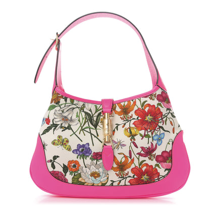 Gucci Canvas Flora Medium Jackie Hobo Fuchsia 1 of 10