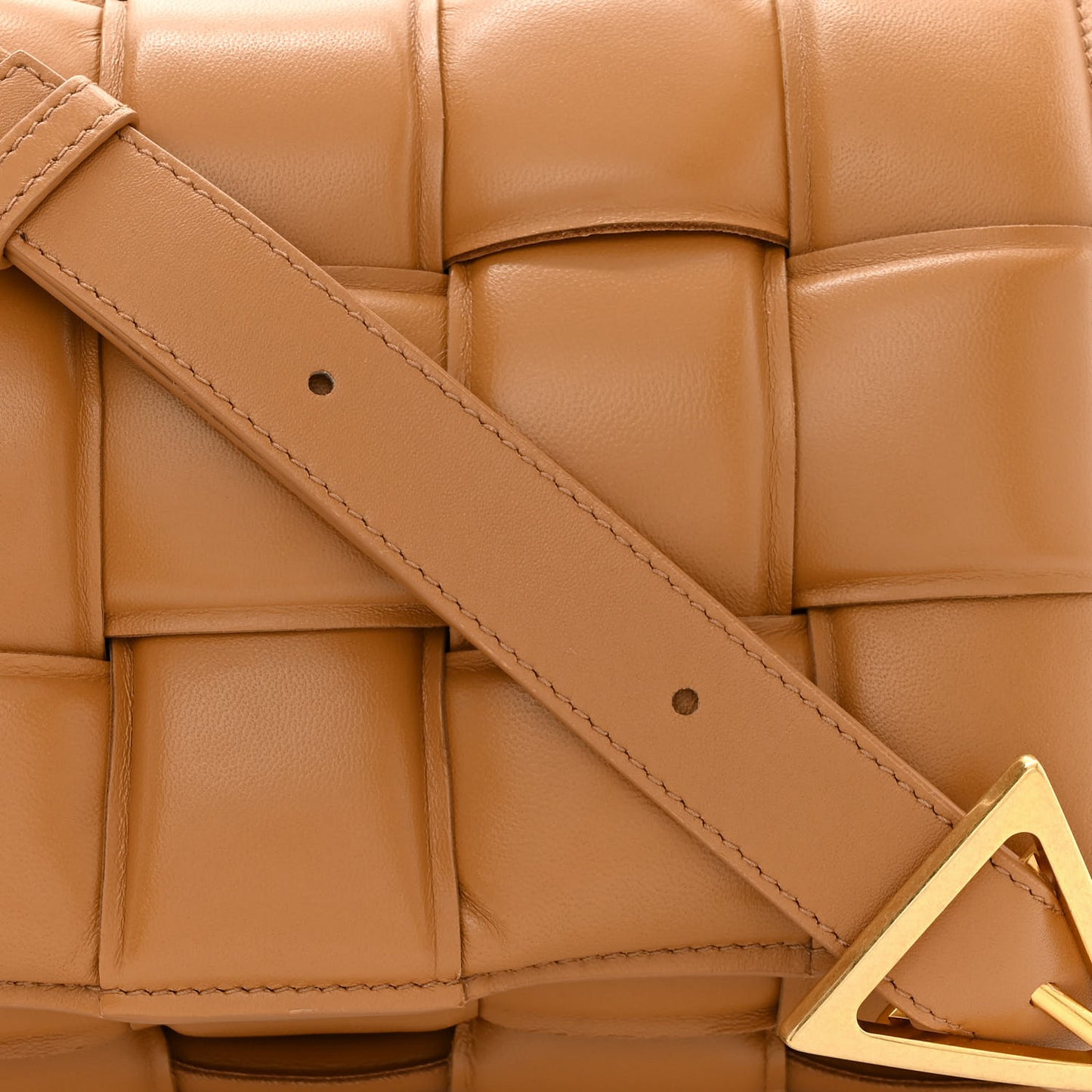 Nappa Maxi Intreccio Padded Cassette Crossbody Bag Caramel