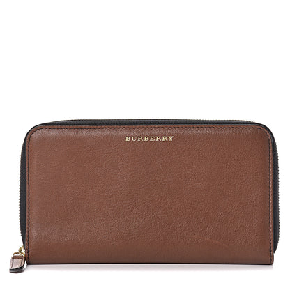 Burberry Signature Grain Calfskin Soft Renfrew Zip Around Wallet Tan 1 of 15