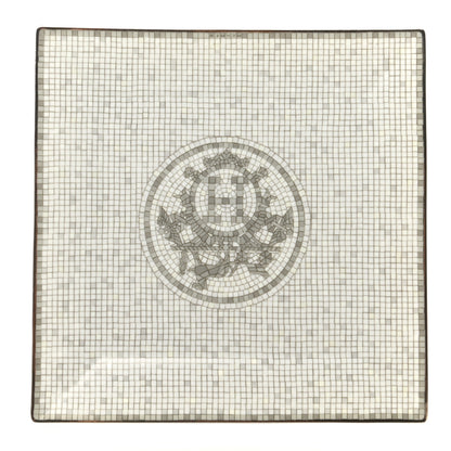 Hermes Porcelain Mosaique Au 24 Platinum Square Plate N°3 1 of 8