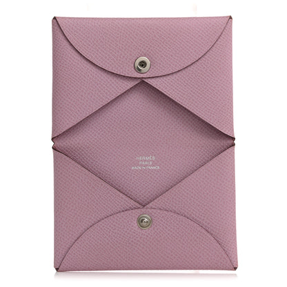Hermes Epsom Calvi Card Case Mauve Sylvestre 5 of 11