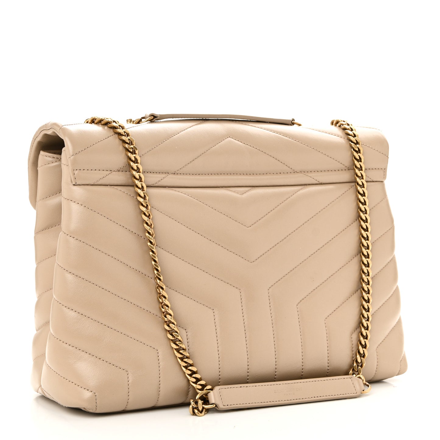 Calfskin Y Quilted Monogram Medium Loulou Chain Satchel Nude Powder