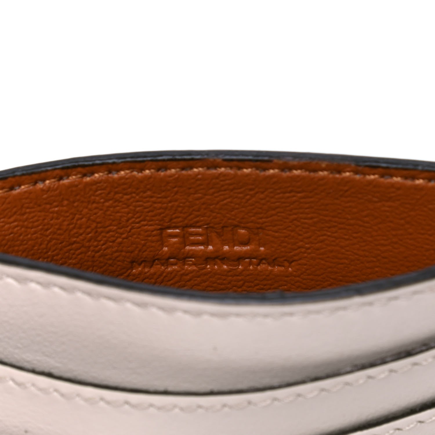 Fendi Vitello Soft Bi-Color FF 1974 Embossed Card Holder Camelia Saddler 4 of 4