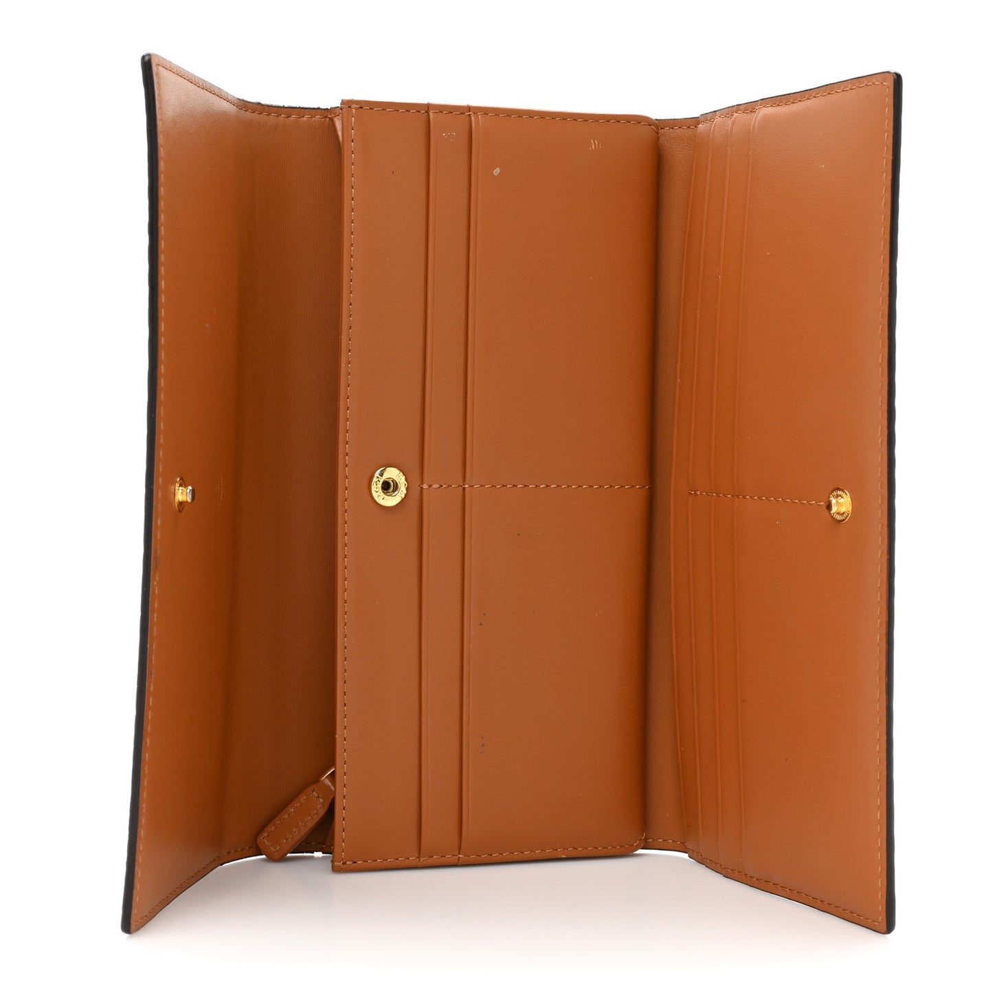 Visetos Large Trifold Flap Wallet Cognac