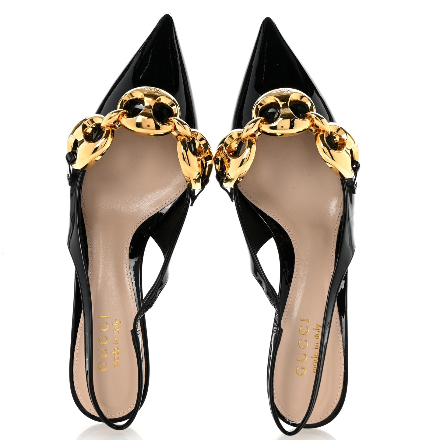 Vernice Crystal Nappa Charlotte Marina Slingback Pumps 37 Black