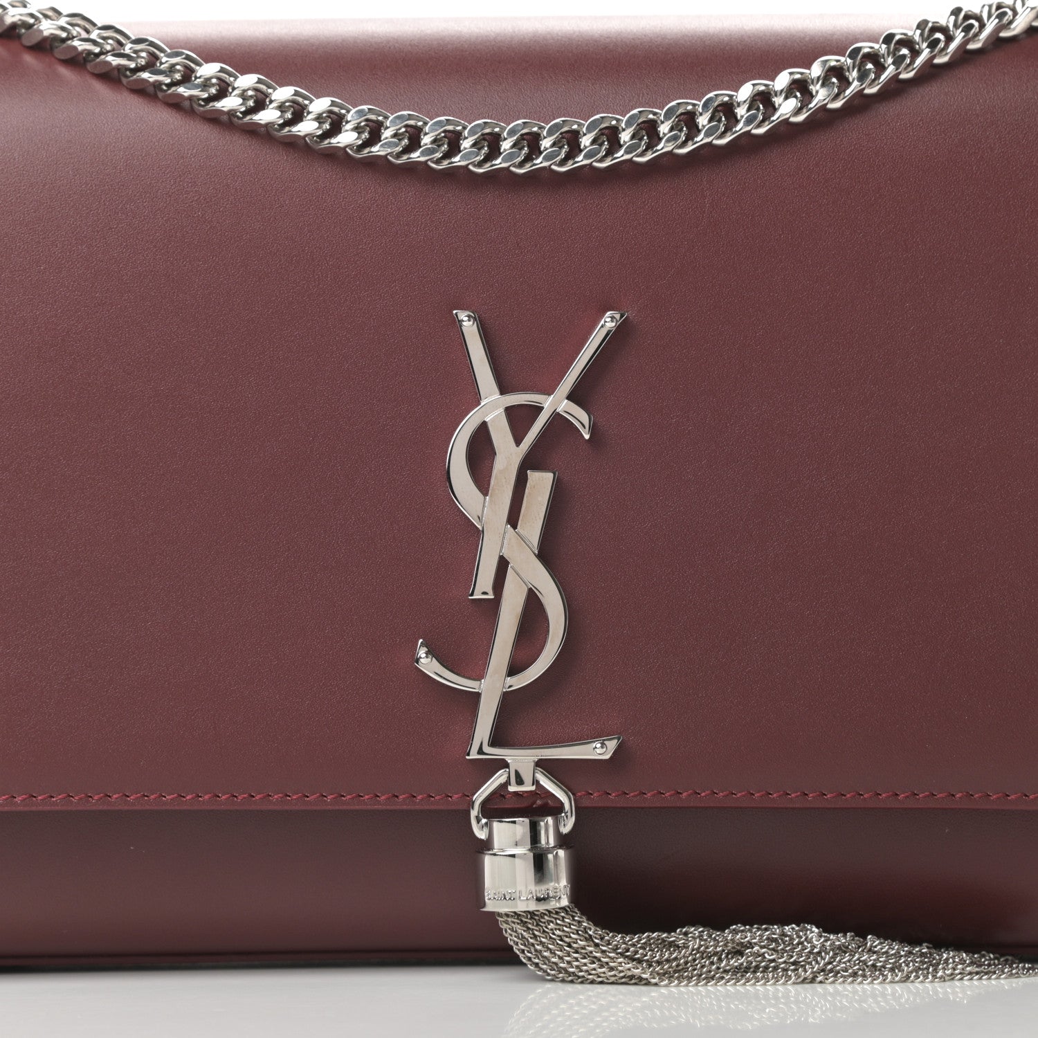 Saint Laurent Smooth Calfskin Medium Classic Monogram Kate Tassel Satchel Rouge Legion 8 of 12
