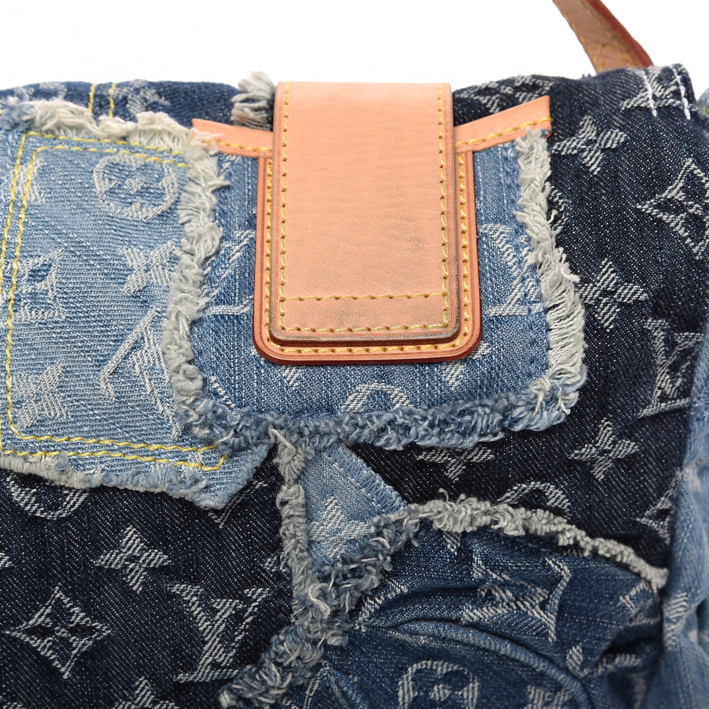 Denim Patchwork Posty Messenger Bag Blue