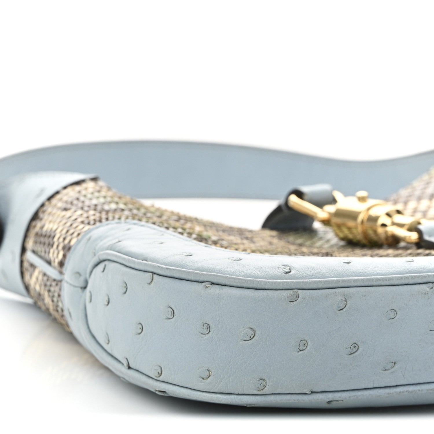 Gucci Snakeskin Ostrich Calfskin Small Jackie 1961 Hobo Blue Multicolor 9 of 11