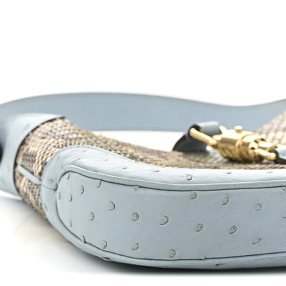 Gucci Snakeskin Ostrich Calfskin Small Jackie 1961 Hobo Blue Multicolor 9 of 11