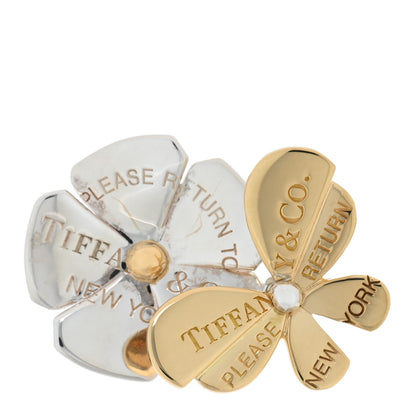 Tiffany 18K Yellow Gold Sterling Silver Return to Tiffany Love Bugs Butterfly Flower Ring 47 4 1 of 5