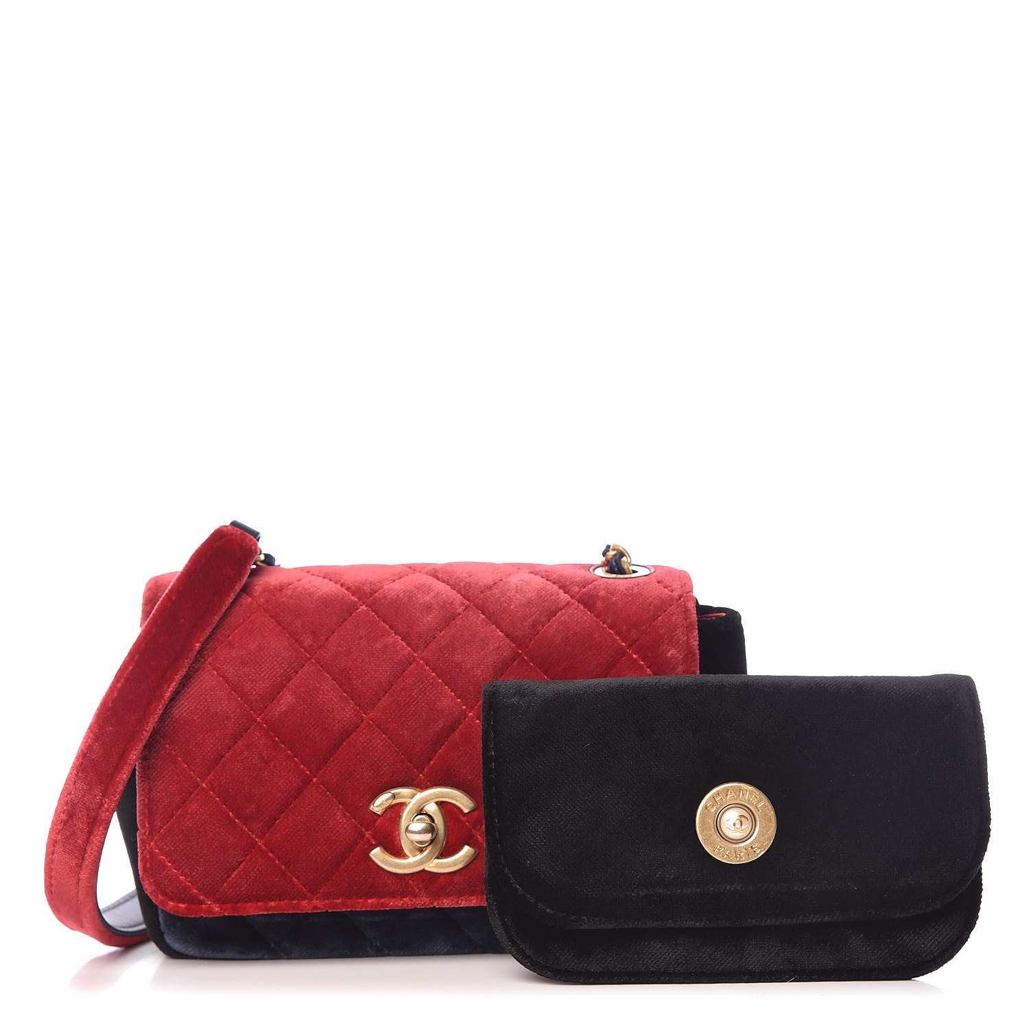 Chanel Velvet Quilted Small Camellia Flap Black Red Blue 3 of 11