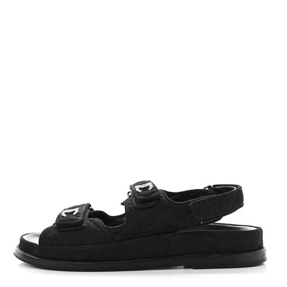 Chanel Mixed Fibers Velcro Dad Sandals 38 Black 1 of 8