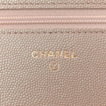 Chanel Iridescent Caviar Quilted Wallet on Chain WOC Beige 6 of 13