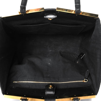 Fendi Nappa Crocodile Trapuntata Large 3Jours Tote Black 5 of 11