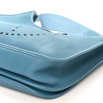 Hermes Taurillon Clemence Evelyne II GM Blue Jean 10 of 10