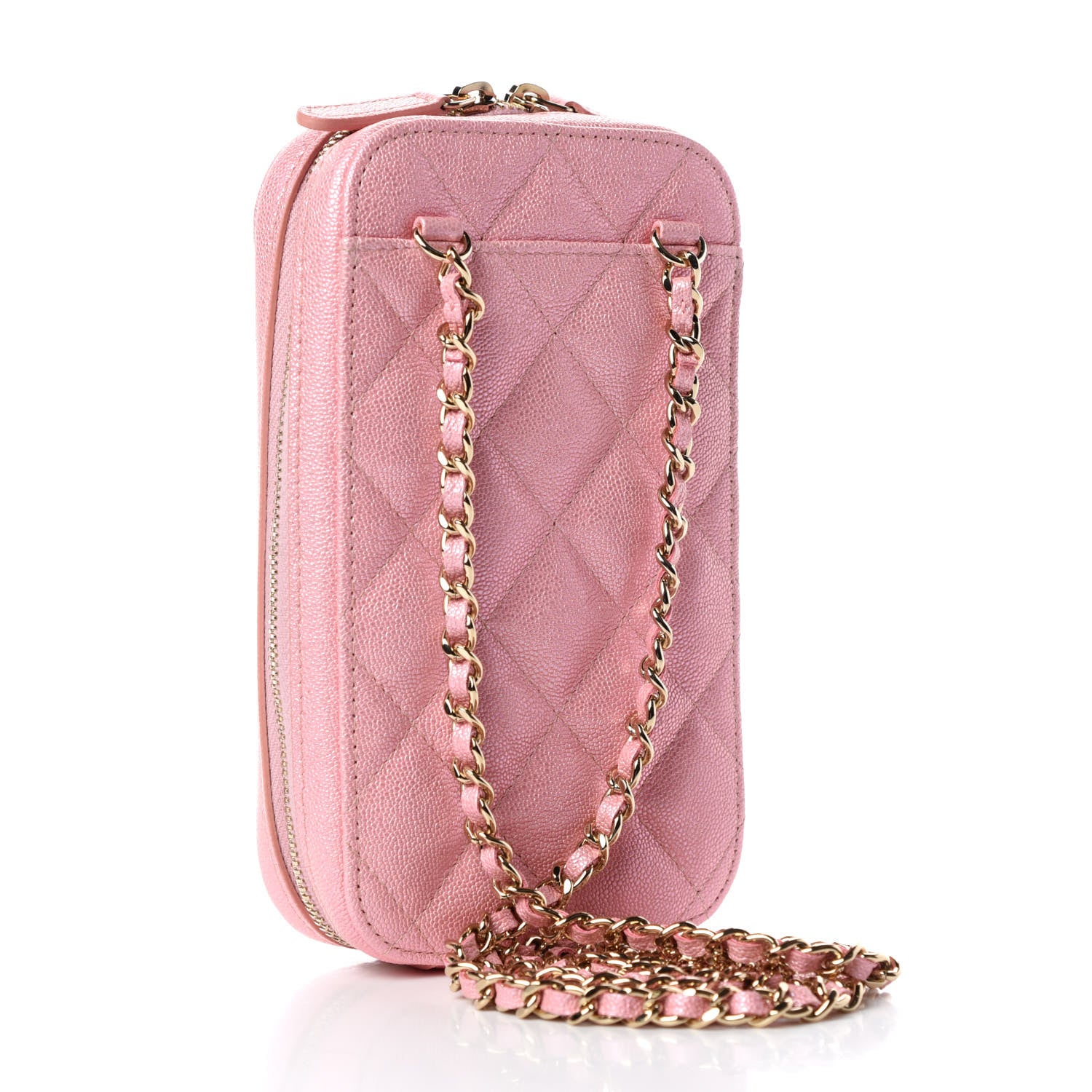 Chanel Iridescent Caviar Quilted Zip Phone Case Pink 3 of 10
