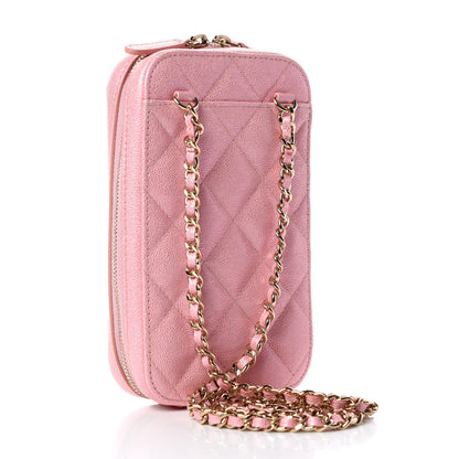 Chanel Iridescent Caviar Quilted Zip Phone Case Pink 3 of 10