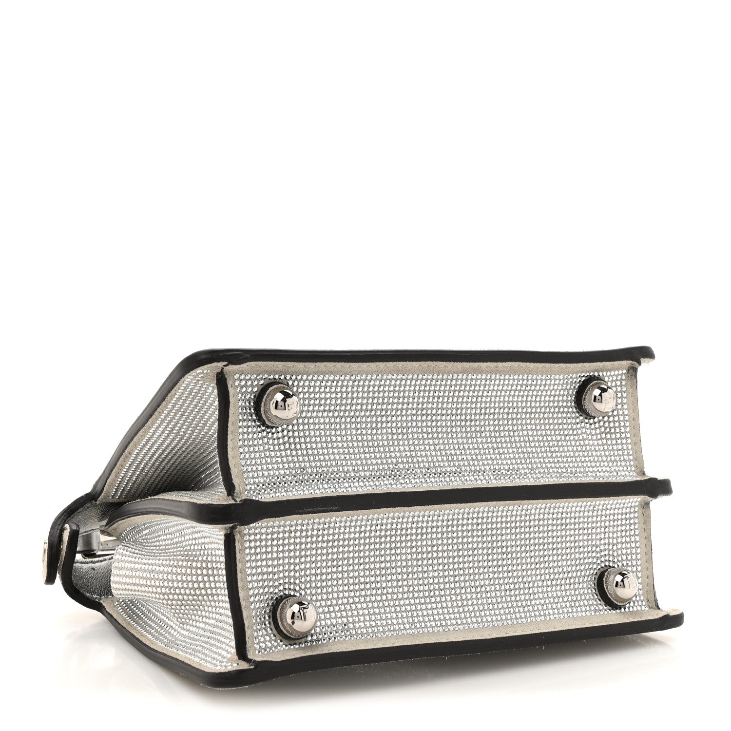 Fendi Crystal Vitello Laminato FF Petite Peekaboo I SEE U Satchel Crystal Argento 4 of 11