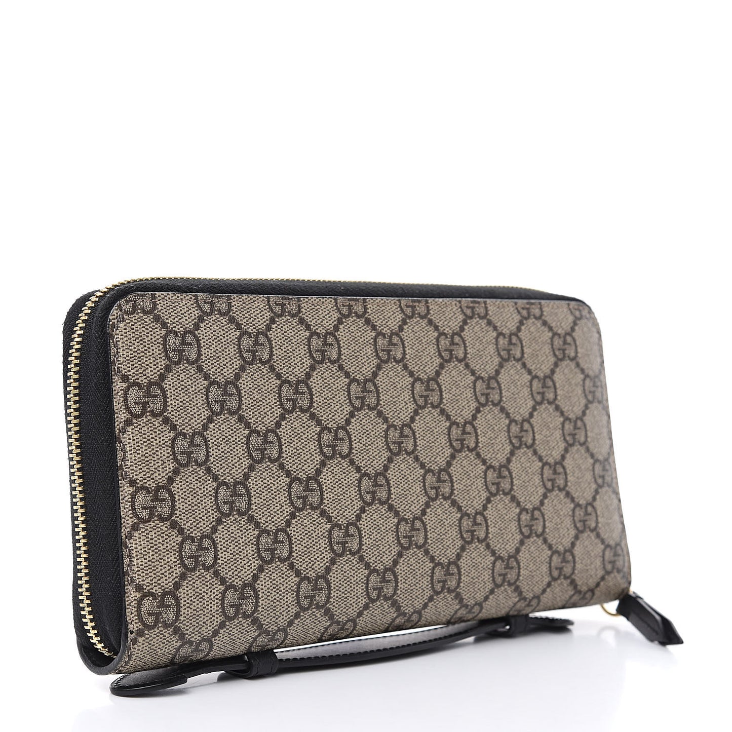 GG Supreme Monogram Top Handle Zip Around Wallet Black